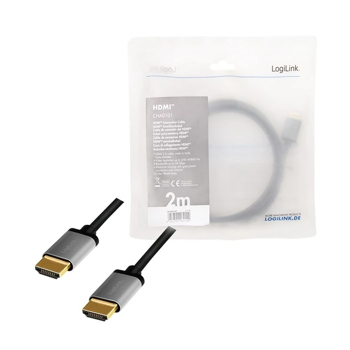Καλώδιο Logilink HDMI 4k/60hz, Alu , Black, 2m
