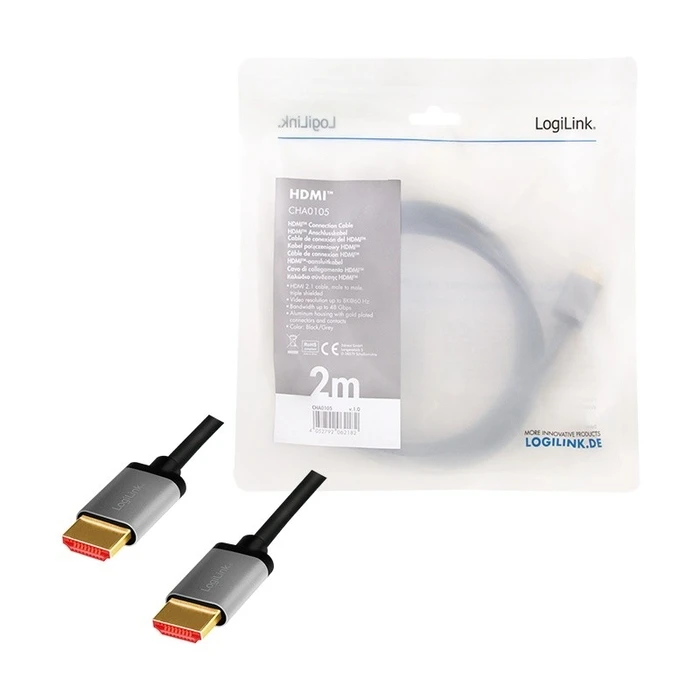 Καλώδιο Logilink HDMI 2.1 , 8k/60hz , Alu, 2m