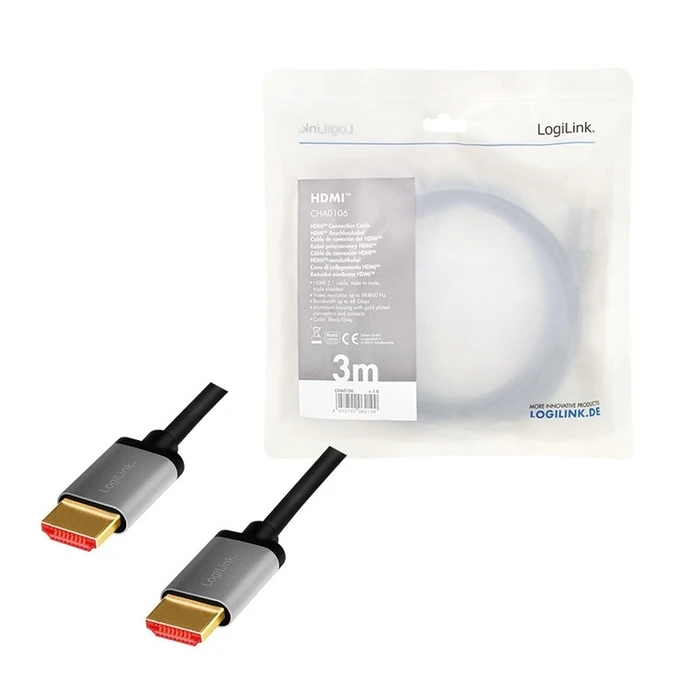 Καλώδιο Logilink HDMI 2.1 8k/60hz , Alu, 3m
