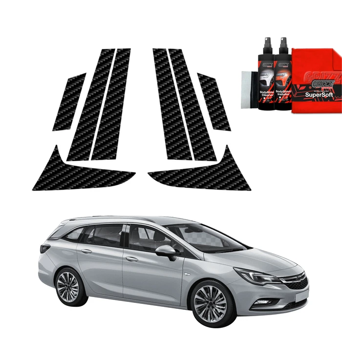 GrizzGlass BodyShield Carbon pillar film for Opel Astra J Kombi 5D (2012-2015) [8in1]
