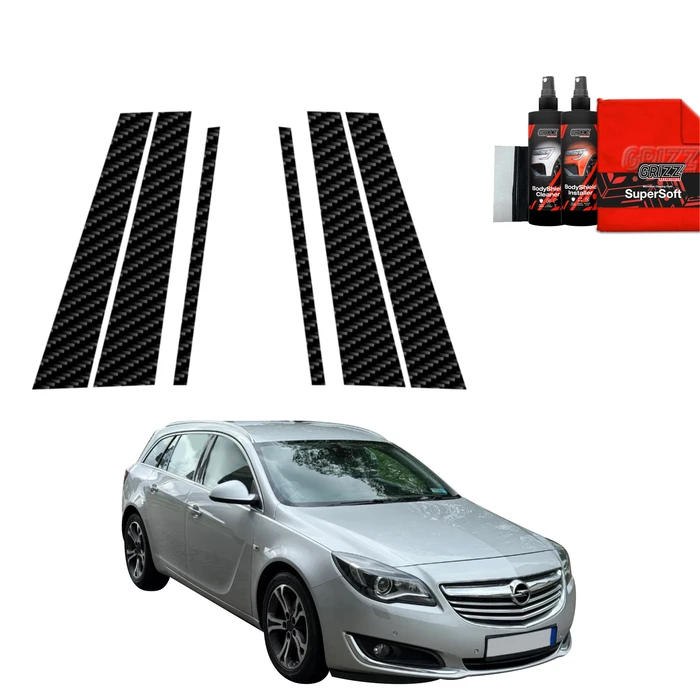 GrizzGlass BodyShield Carbon pillar film for Opel Insignia Kombi Facelifting (2013-2017) [6in1]