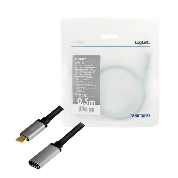Καλώδιο Logilink Usb-C M/F , 4k/60hz , Alu, 0.5m