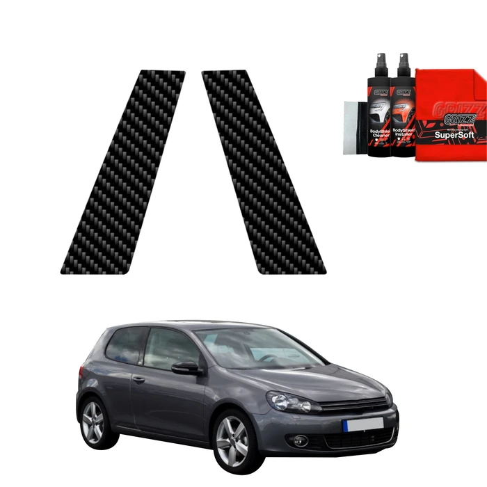 GrizzGlass BodyShield Carbon pillar film for Volkswagen Golf 6 Hatchback 3D (2008-2012) [2in1]