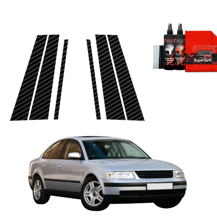 GrizzGlass BodyShield Carbon pillar film for Volkswagen Passat B5 Sedan (1996-2000) [6in1]