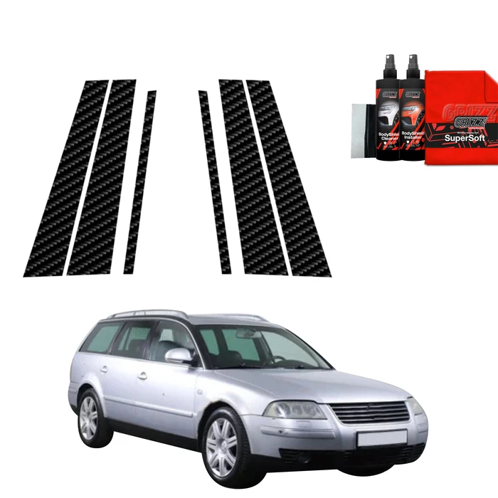 GrizzGlass BodyShield Carbon pillar film for Volkswagen Passat B5 Variant Facelifting (2000-2005) [6in1]