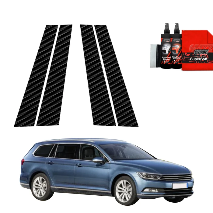 GrizzGlass BodyShield Carbon pillar film for Volkswagen Passat B8 Kombi (2014-2022) [4in1]