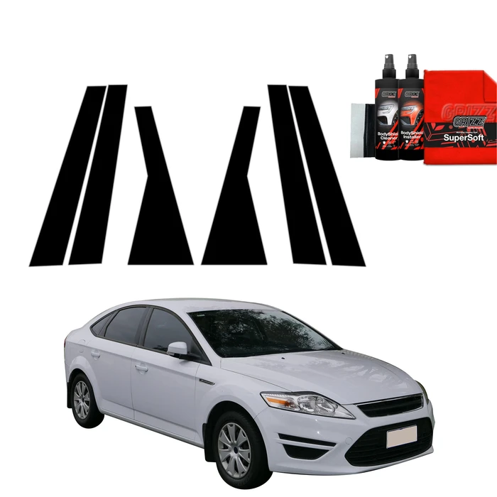 GrizzGlass BodyShield Black pillar film for Ford Mondeo Mk4 (2010-2014) [6in1]