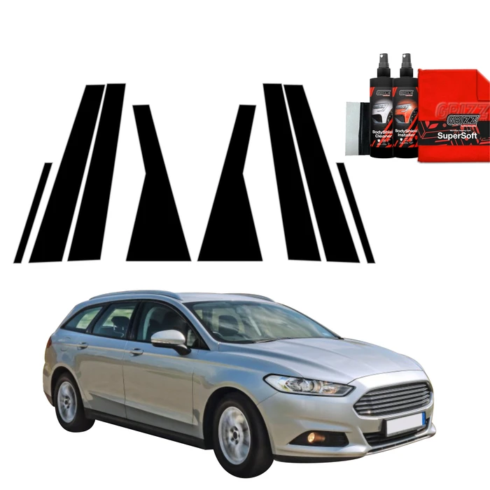 GrizzGlass BodyShield Black pillar film for Ford Mondeo Mk5 Kombi (2014-2019) [8in1]