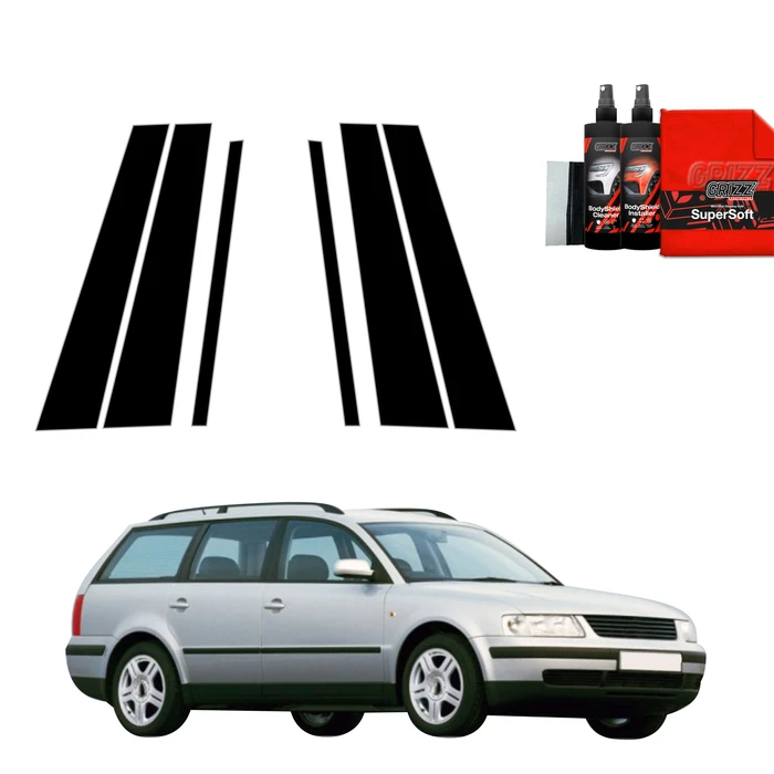 GrizzGlass BodyShield Black pillar film for Volkswagen Passat B5 Variant (1996-2000) [6in1]