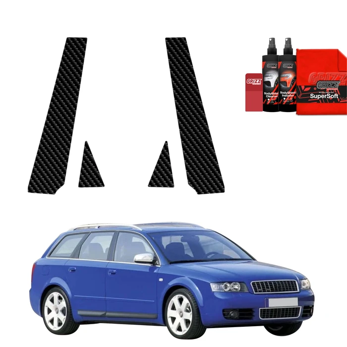 GrizzGlass BodyShield Carbon pillar film for Audi A4 B6 Avant (2000-2006) [4in1]