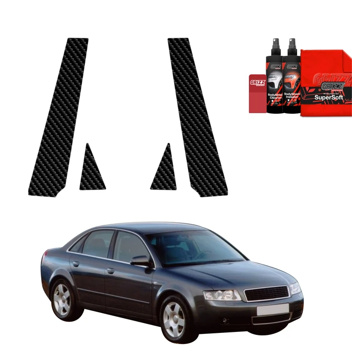 GrizzGlass BodyShield Carbon pillar film for Audi A4 B6 Sedan (2000-2006) [2in1]