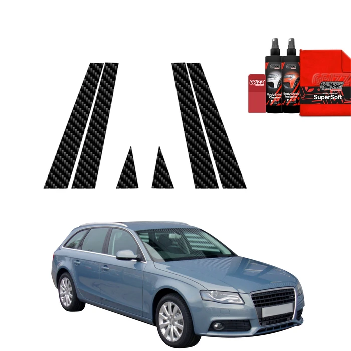 GrizzGlass BodyShield Carbon pillar film for Audi A4 B8 Avant (2007-2011) [6in1]