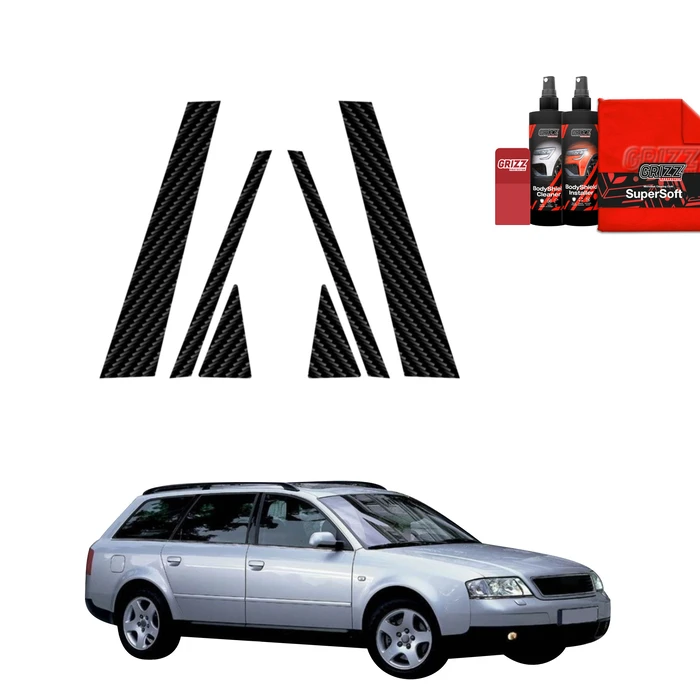 GrizzGlass BodyShield Carbon pillar film for Audi A6 C5 Avant (1998-2004) [6in1]