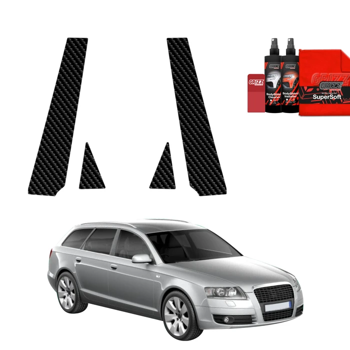 GrizzGlass BodyShield Carbon pillar film for Audi A6 C6 Avant (2004-2008) [4in1]