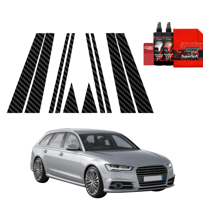 GrizzGlass BodyShield Carbon pillar film for Audi A6 C7 Avant Facelifting (2014-2018) [10in1]