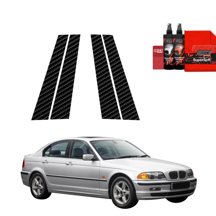 GrizzGlass BodyShield Carbon pillar film for BMW 3 E46 Sedan Pre-LCI (1998-2001) [4in1]