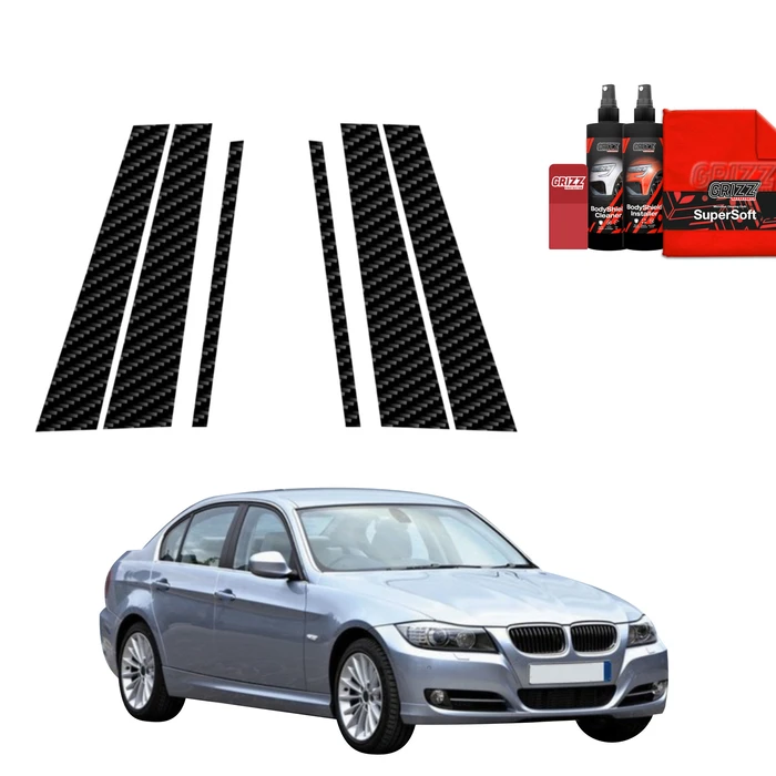 GrizzGlass BodyShield Carbon pillar film for BMW 3 E90 Sedan Pre-LCI (2004-2008) [6in1]