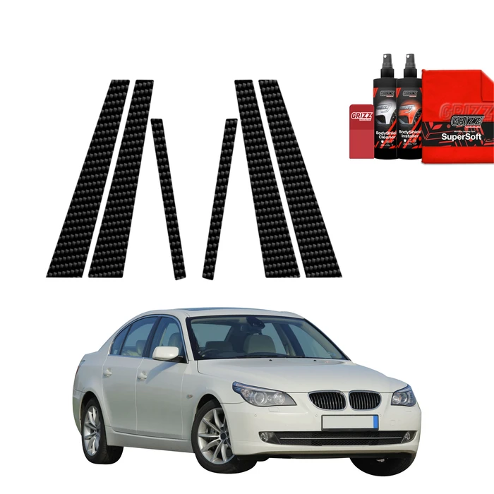 GrizzGlass BodyShield Carbon pillar film for BMW 5 E60 Sedan 4D (2007-2010) [6in1]