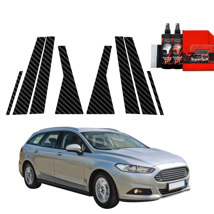 GrizzGlass BodyShield Carbon pillar film for Ford Mondeo Mk5 Kombi (2014-2019) [8in1]
