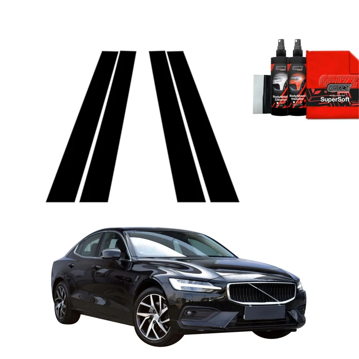 GrizzGlass BodyShield Black pillar film for Volvo S60 3 Sedan 4D (2019-2024) [4in1]