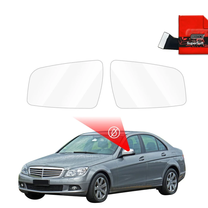 GrizzGlass ZeroDrop Rain-repellent mirror film for Mercedes Benz C-Class W204 Sedan (2007-2011)