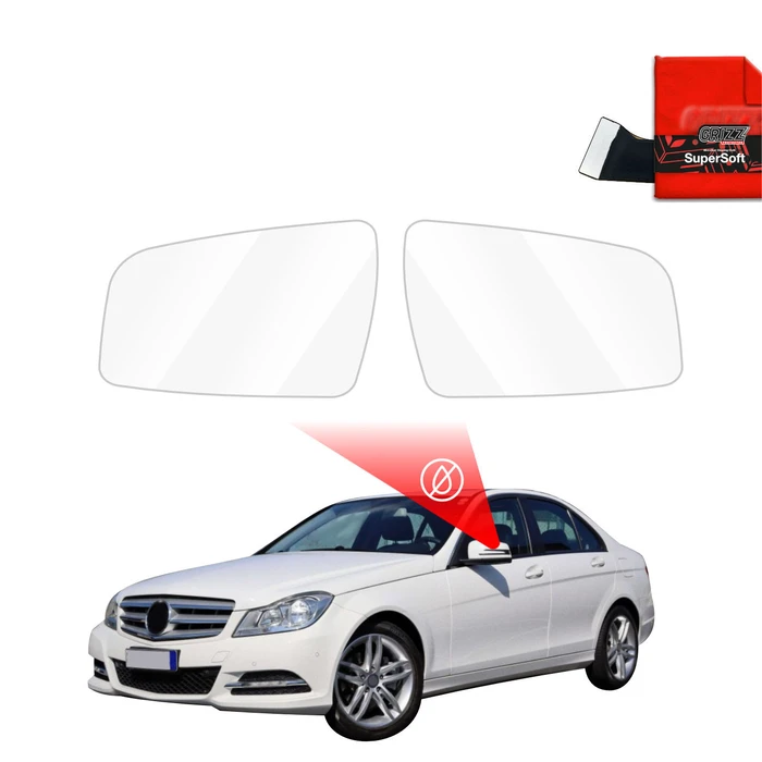 GrizzGlass ZeroDrop Rain-repellent mirror film for Mercedes Benz C-Class W204 Sedan Facelifting (2011-2014)