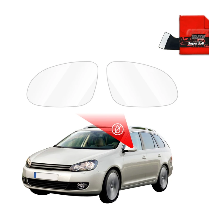 GrizzGlass ZeroDrop Rain-repellent mirror film for Volkswagen Golf 6 Variant (2009-2014)