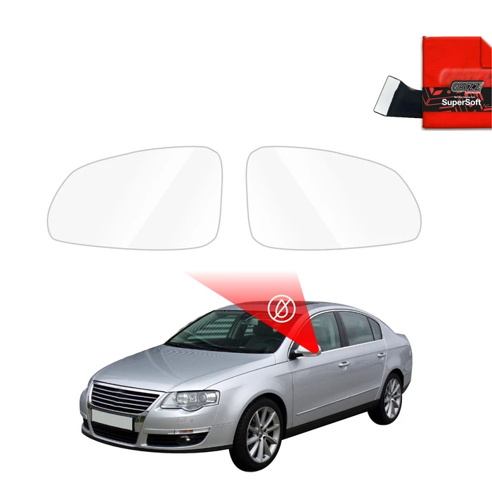 GrizzGlass ZeroDrop Rain-repellent mirror film for Volkswagen Passat B6 Sedan (2005-2010)