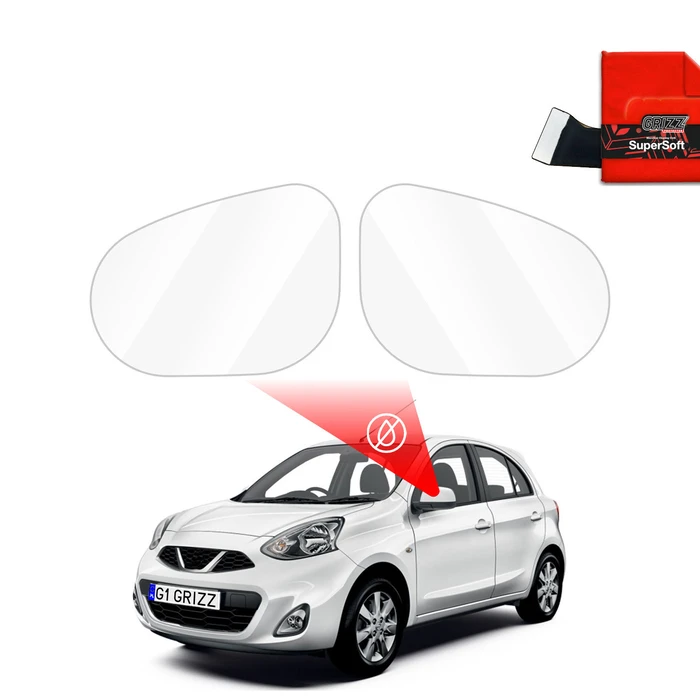 GrizzGlass ZeroDrop Rain-repellent mirror film for Nissan Micra (2014-2016)