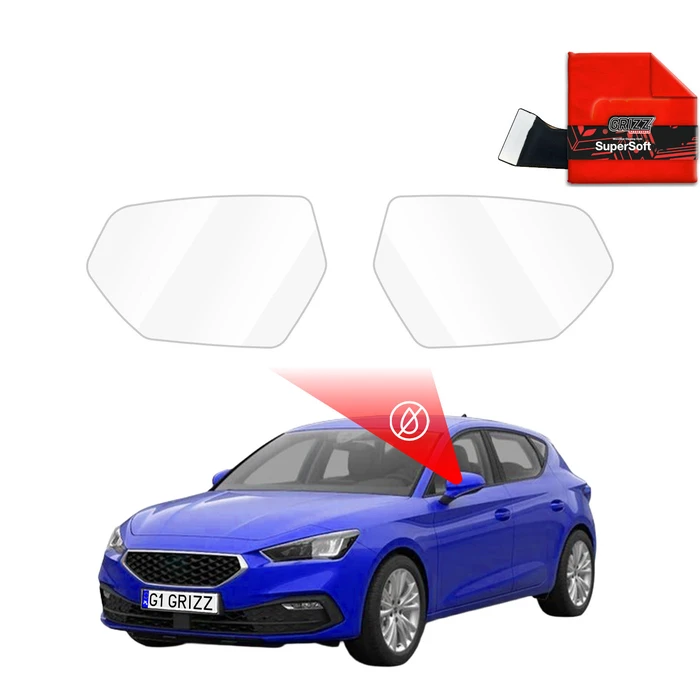 GrizzGlass ZeroDrop Rain-repellent mirror film for Seat Leon (2022-2025)