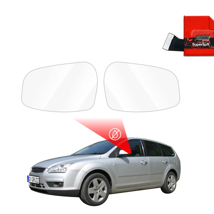 GrizzGlass ZeroDrop Rain-repellent mirror film for Ford Focus Mk2 Kombi (2004-2007)