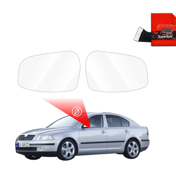 GrizzGlass ZeroDrop Rain-repellent mirror film for Skoda Octavia 2 Hatchback (2004-2008)