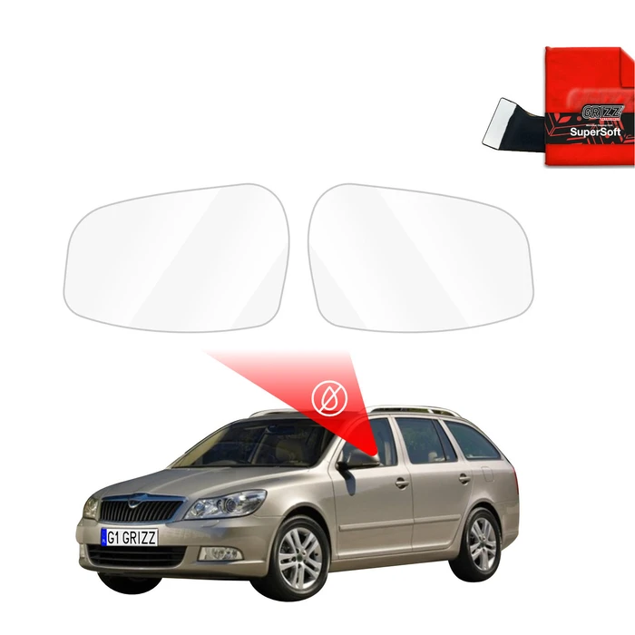 GrizzGlass ZeroDrop Rain-repellent mirror film for Skoda Octavia 2 Kombi Facelifting (2008-2013)