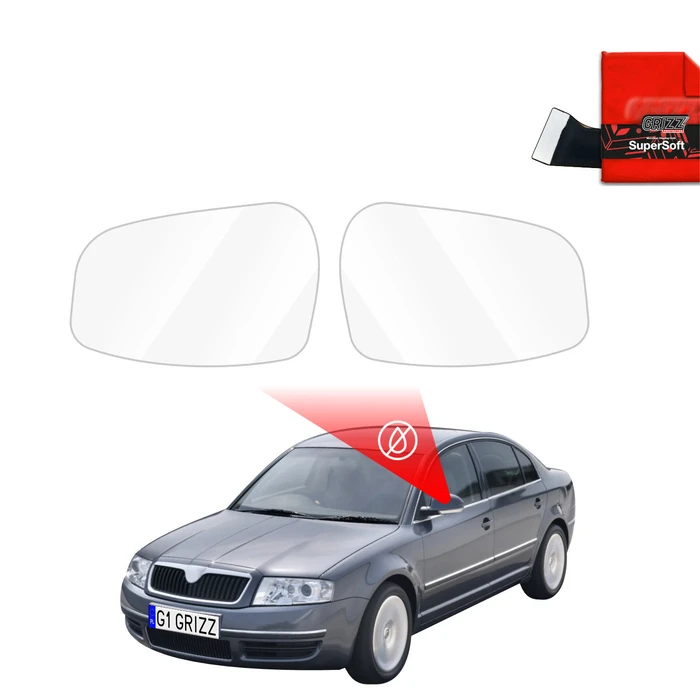 GrizzGlass ZeroDrop Rain-repellent mirror film for Skoda Superb Sedan (2001-2008)