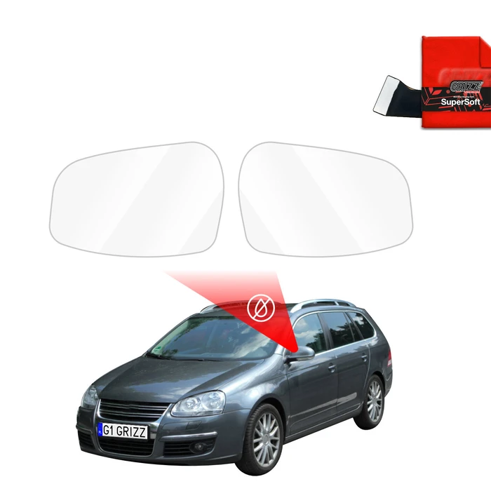 GrizzGlass ZeroDrop Rain-repellent mirror film for Volkswagen Golf 5 Variant (2003-2009)