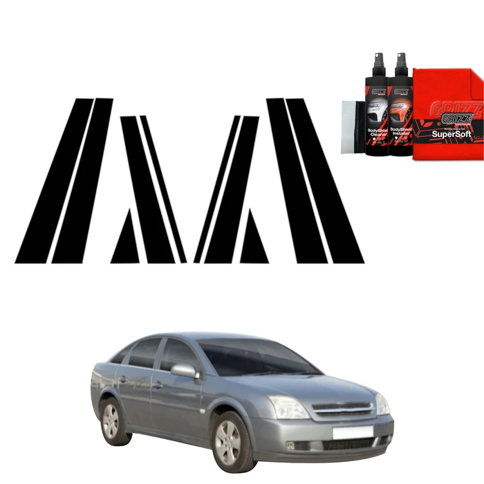 GrizzGlass BodyShield Black pillar film for Opel Vectra C Liftback (2002-2005) [10in1]