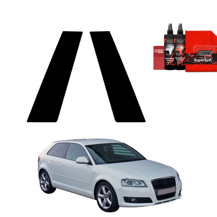 GrizzGlass BodyShield Black pillar film for Audi A3 8P Hatchback 3D (2003-2008) [2in1]