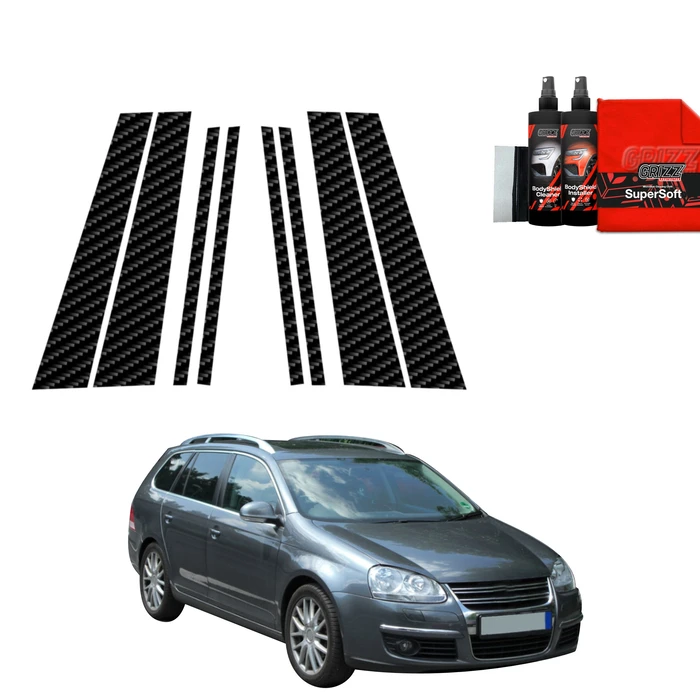 GrizzGlass BodyShield Carbon pillar film for Volkswagen Golf 5 Variant (2003-2009) [8in1]