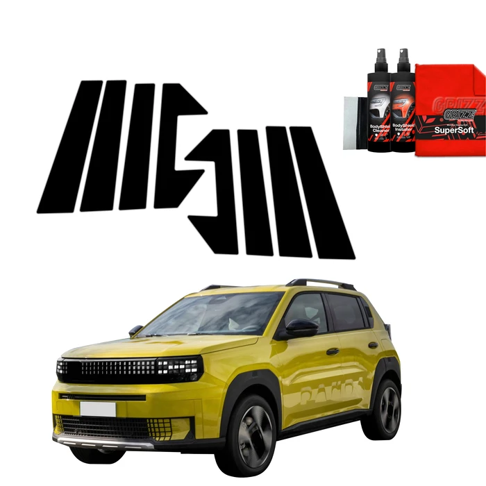 GrizzGlass BodyShield Black pillar film for Fiat Grande Panda (2025) [8in1]
