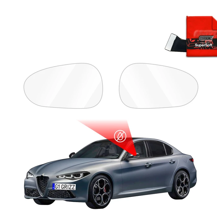GrizzGlass ZeroDrop Rain-repellent mirror film for Alfa Romeo Giulia (2016-2025)
