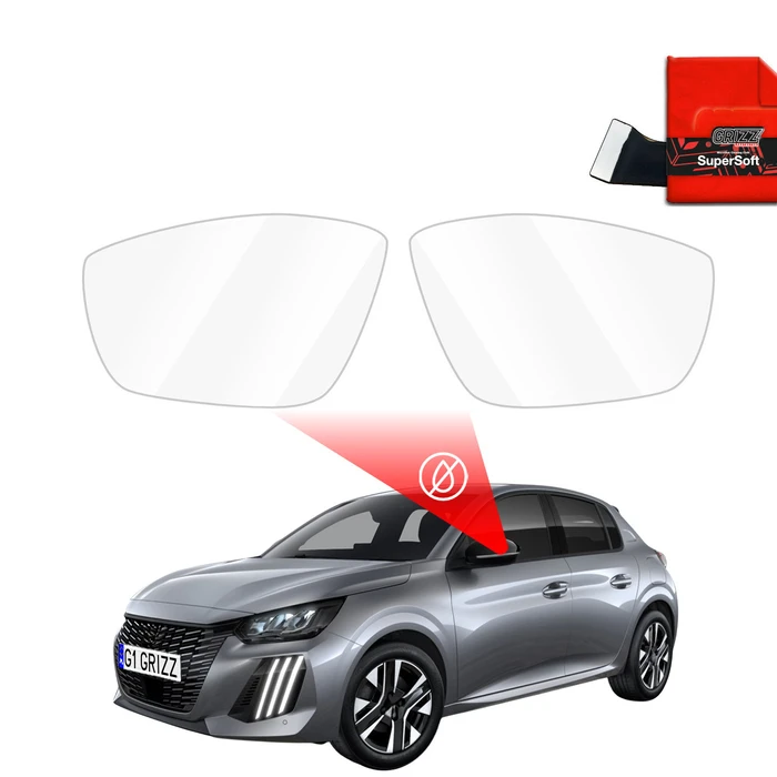 GrizzGlass ZeroDrop Rain-repellent mirror film for Peugeot 208 2 (2019-2025)