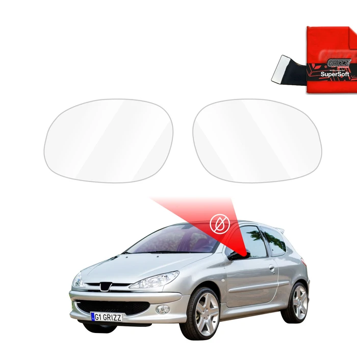 GrizzGlass ZeroDrop Rain-repellent mirror film for Peugeot 206 (2003-2012)