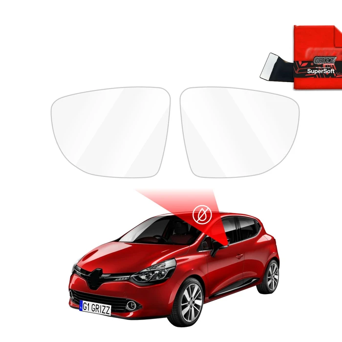 GrizzGlass ZeroDrop Rain-repellent mirror film for Renault Clio (2012-2016)