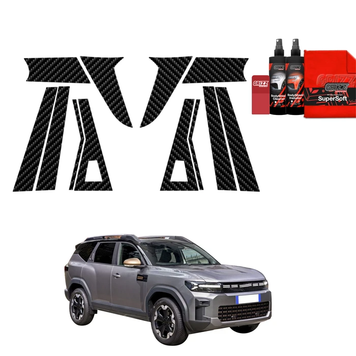 GrizzGlass BodyShield Carbon pillar film for Dacia Bigster (2025) [12in1]