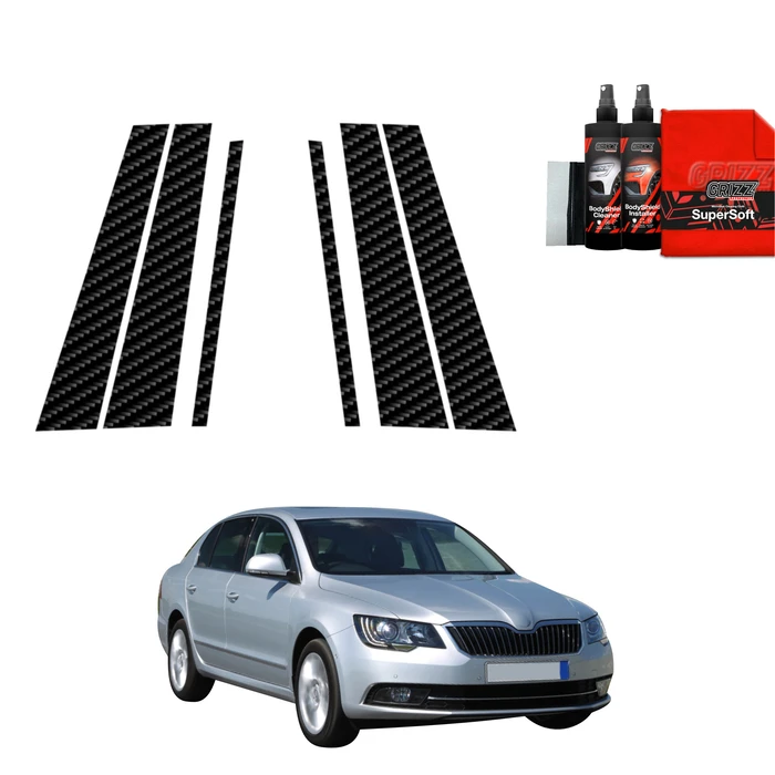 GrizzGlass BodyShield Carbon pillar film for Skoda Superb 2 Facelifting (2013-2015) [6in1]