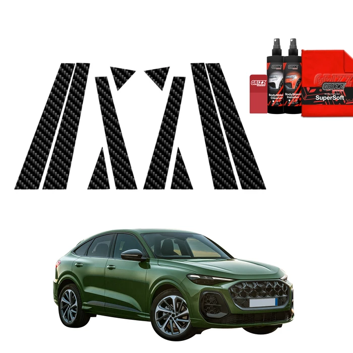 GrizzGlass BodyShield Carbon pillar film for Audi Q5 Sportback (2025) [10in1]