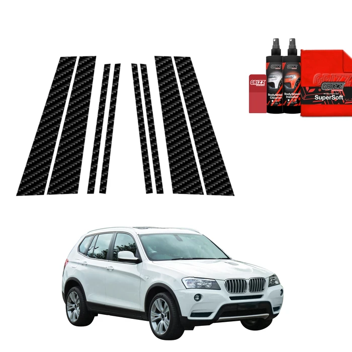 GrizzGlass BodyShield Carbon pillar film for BMW X3 F25 (2010-2014) [8in1]