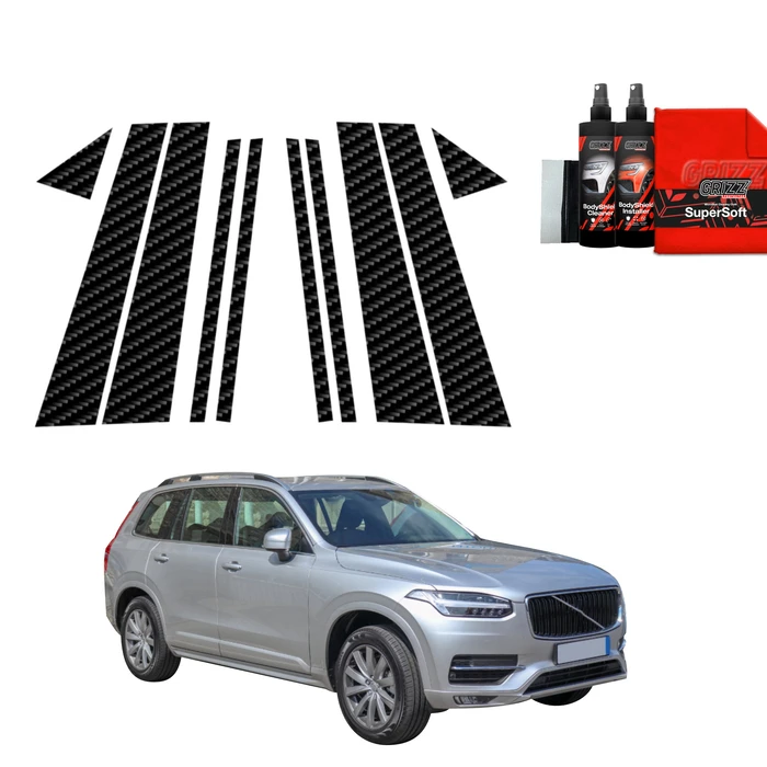 GrizzGlass BodyShield Carbon pillar film for Volvo XC90 (2014-2024) [10in1]