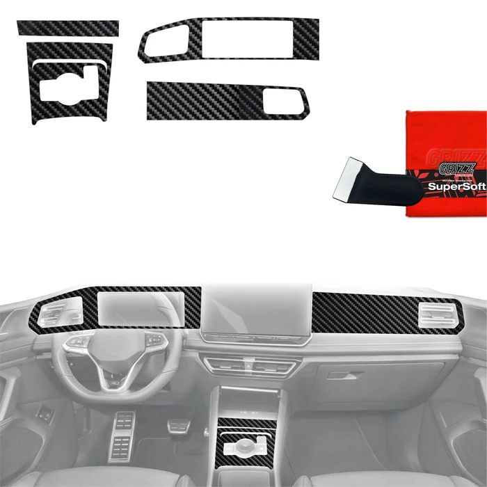 GrizzGlass PianoSkin Glossy Interior film for Volkswagen Tiguan 3 (2024-2025) [5in1]