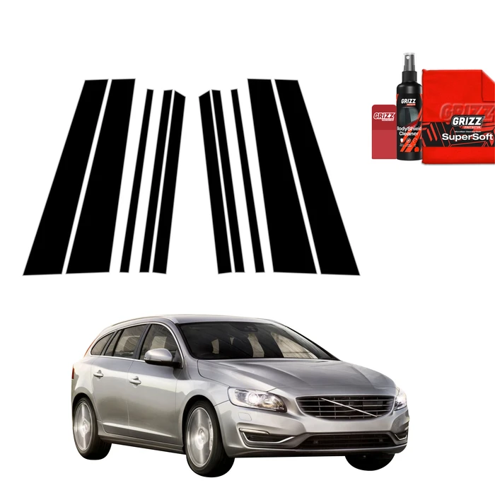 GrizzGlass BodyShield Black pillar film for Volvo V60 Kombi (2011-2018) [10in1]